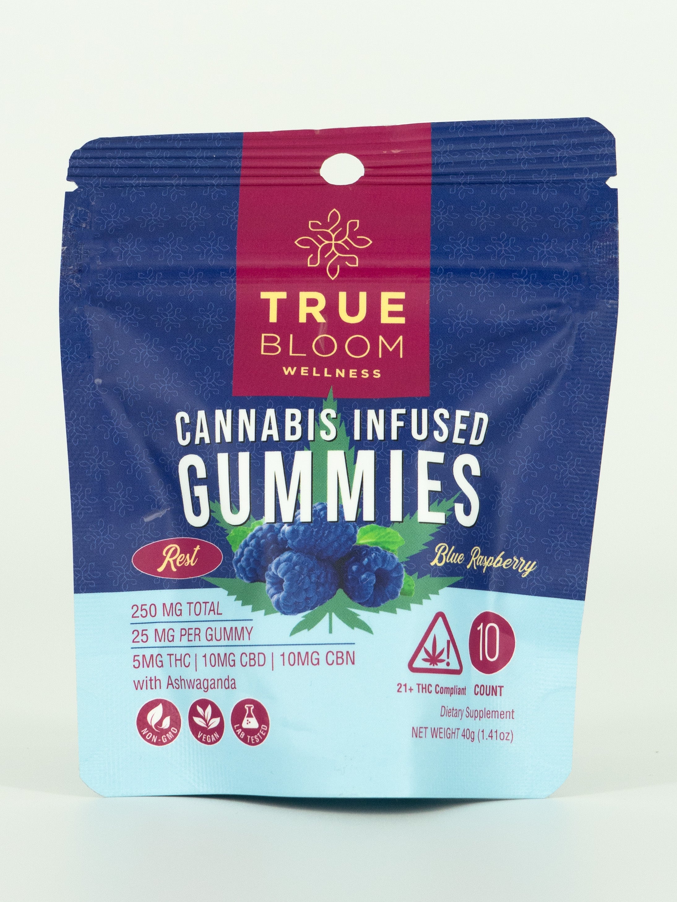 True bloom wellness rest gummies with ashwagandha 5mg thc 10mg cbd