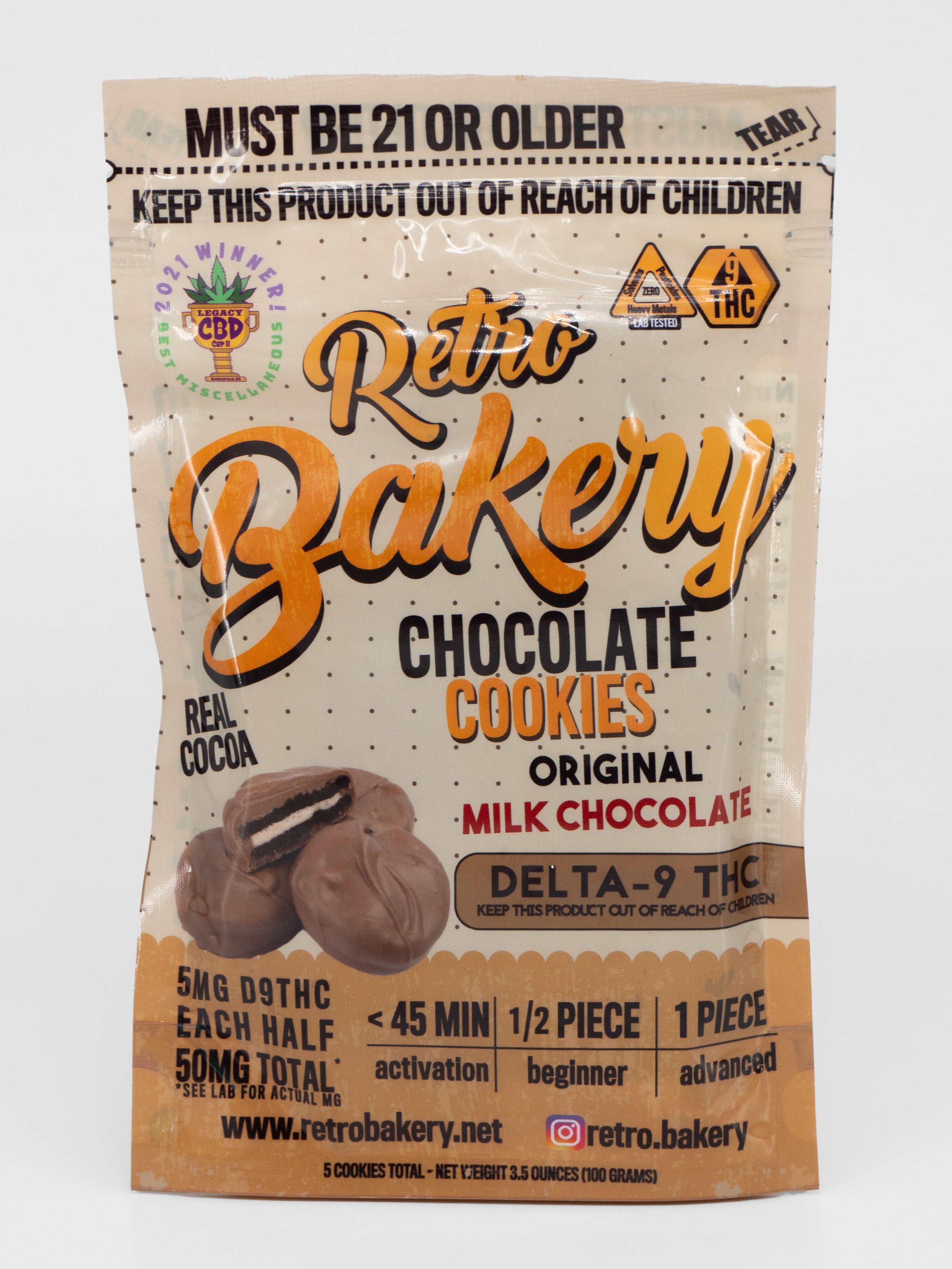 Retro Bakery Milk Chocolate Cookies 10mg D9 THC 5ct Strains of
