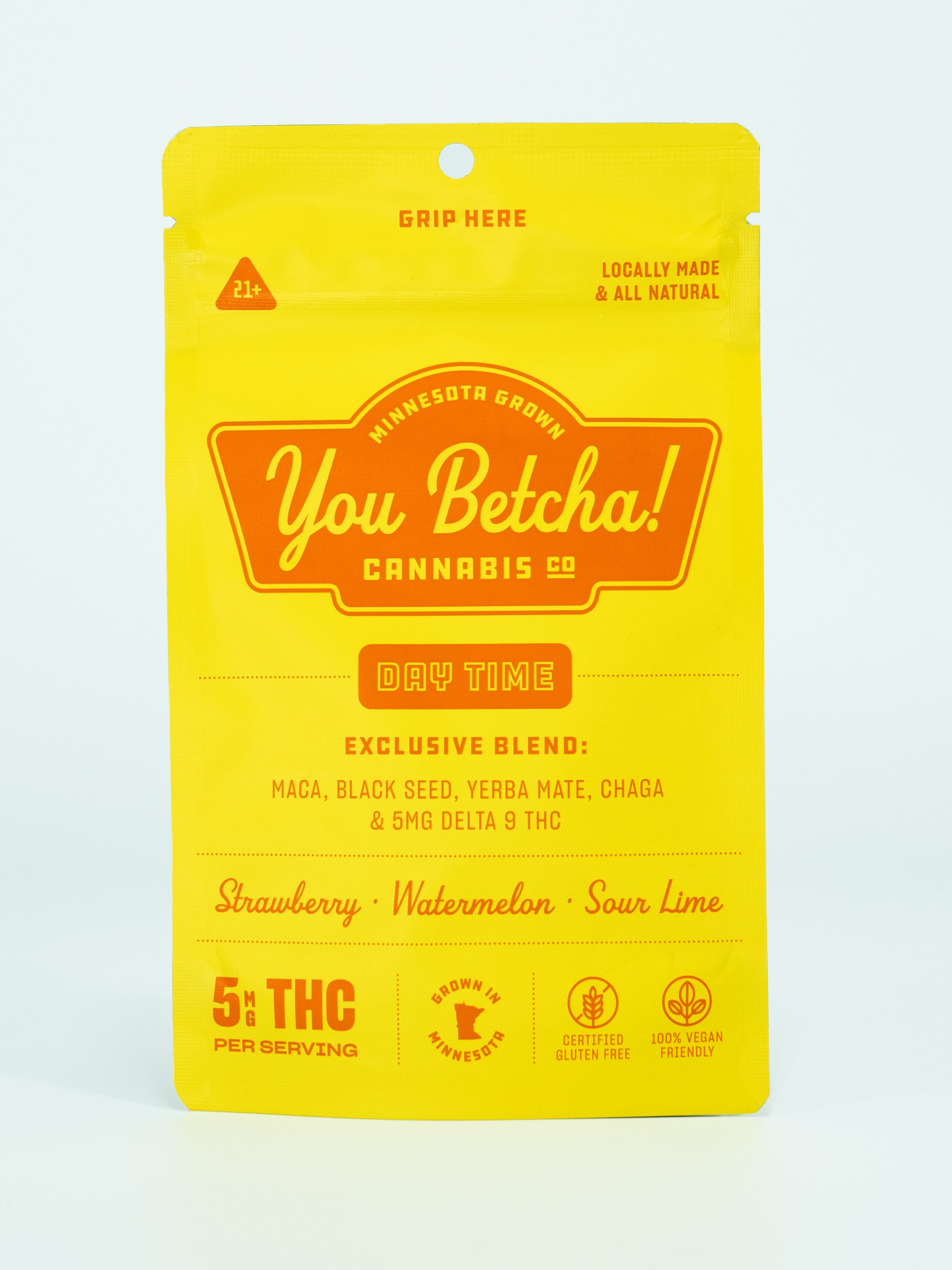 You betcha day time blend gummies 5mg thc maca black seed