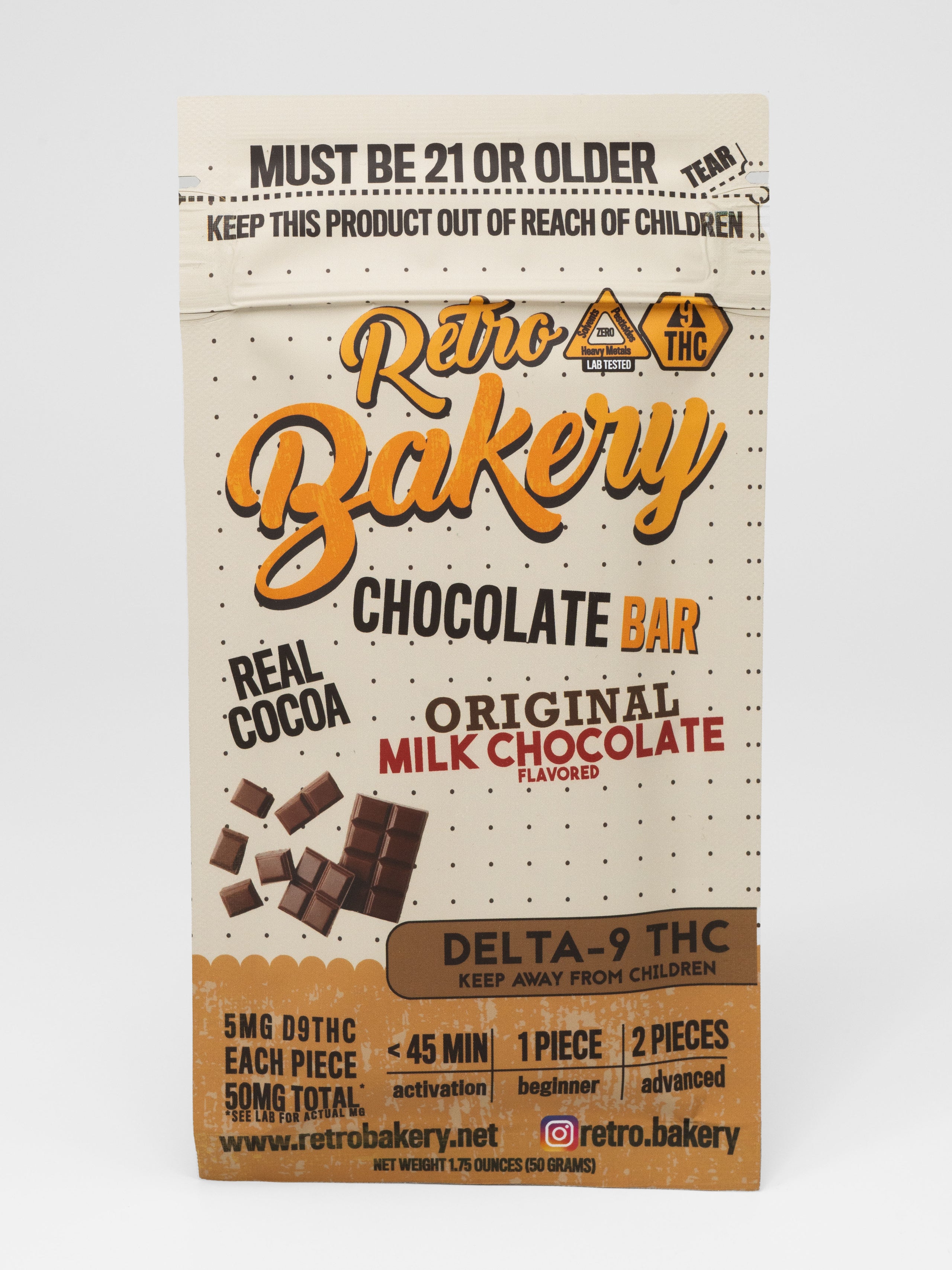 Retro Bakery 50mg THC Chocolate Bar Strains of the Earth