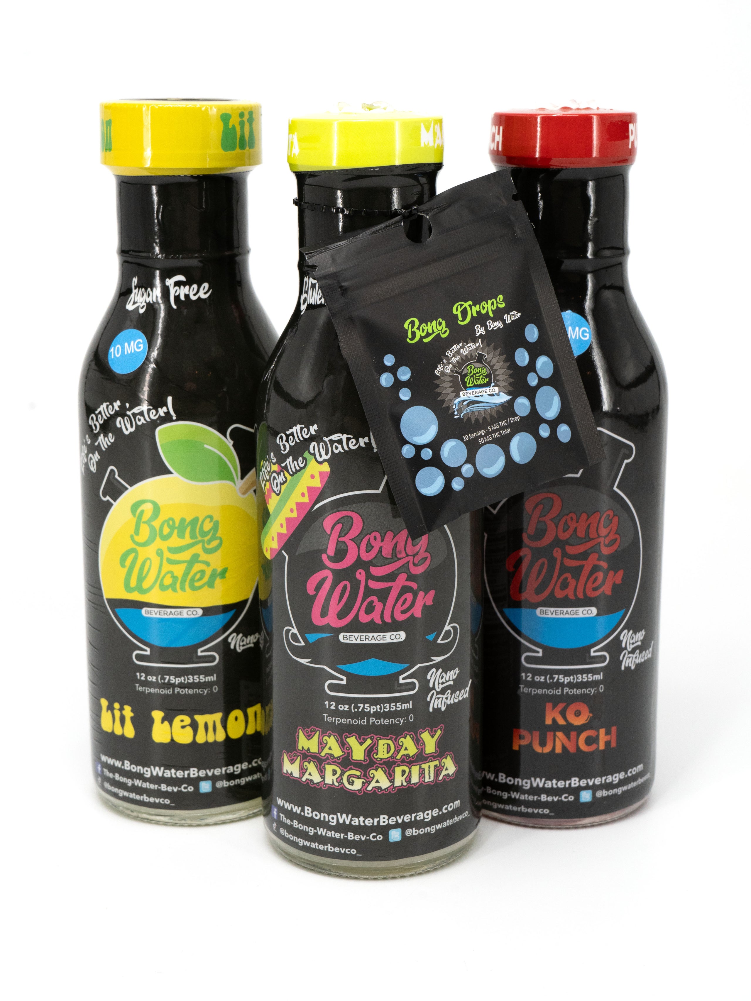 Bong Water 10mg THC Beverage with 50mg Bong Drops Strains of the Earth