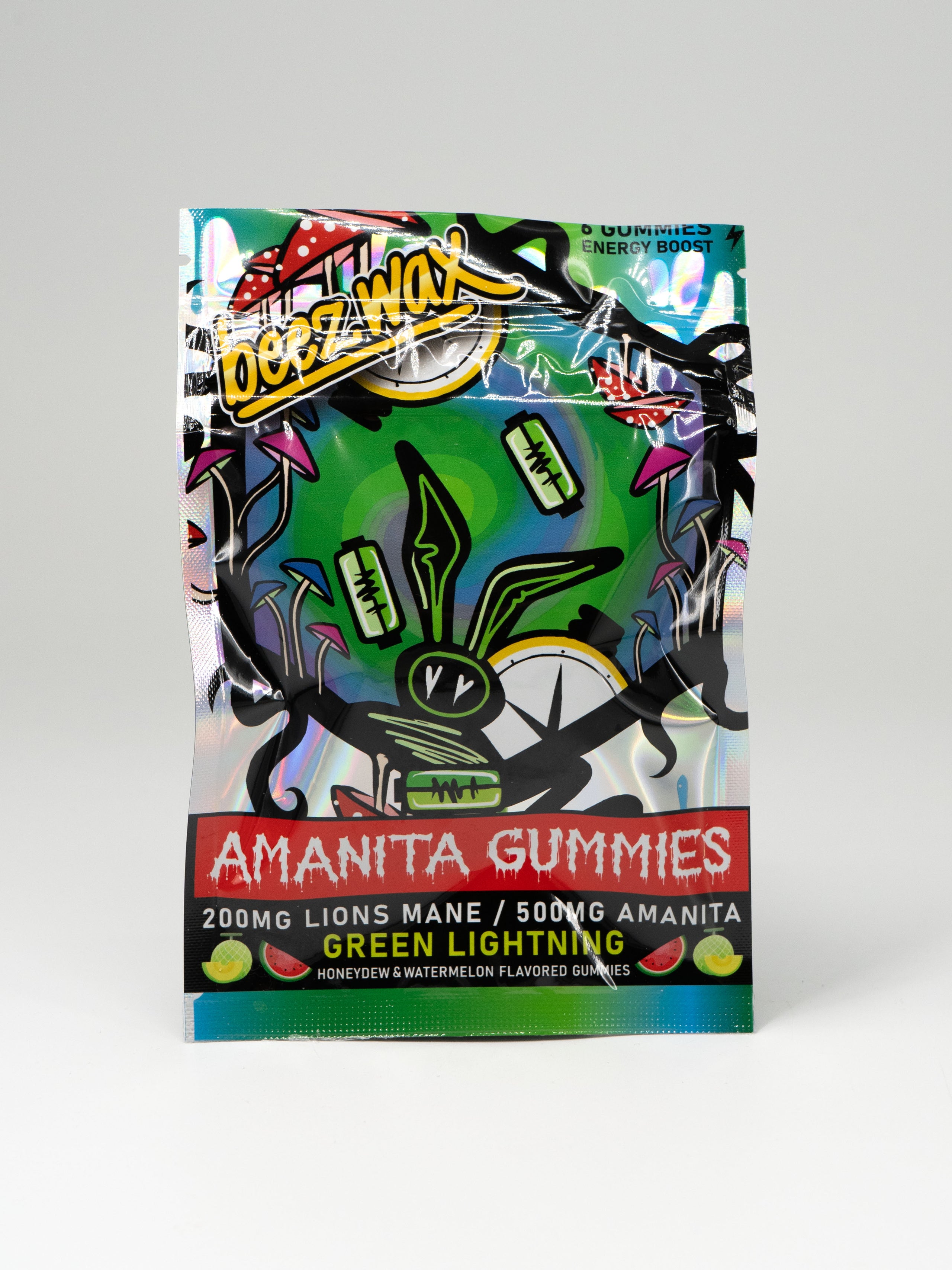 Beez Wax 500mg Magic Mushroom Gummies Green Lightning 6ct