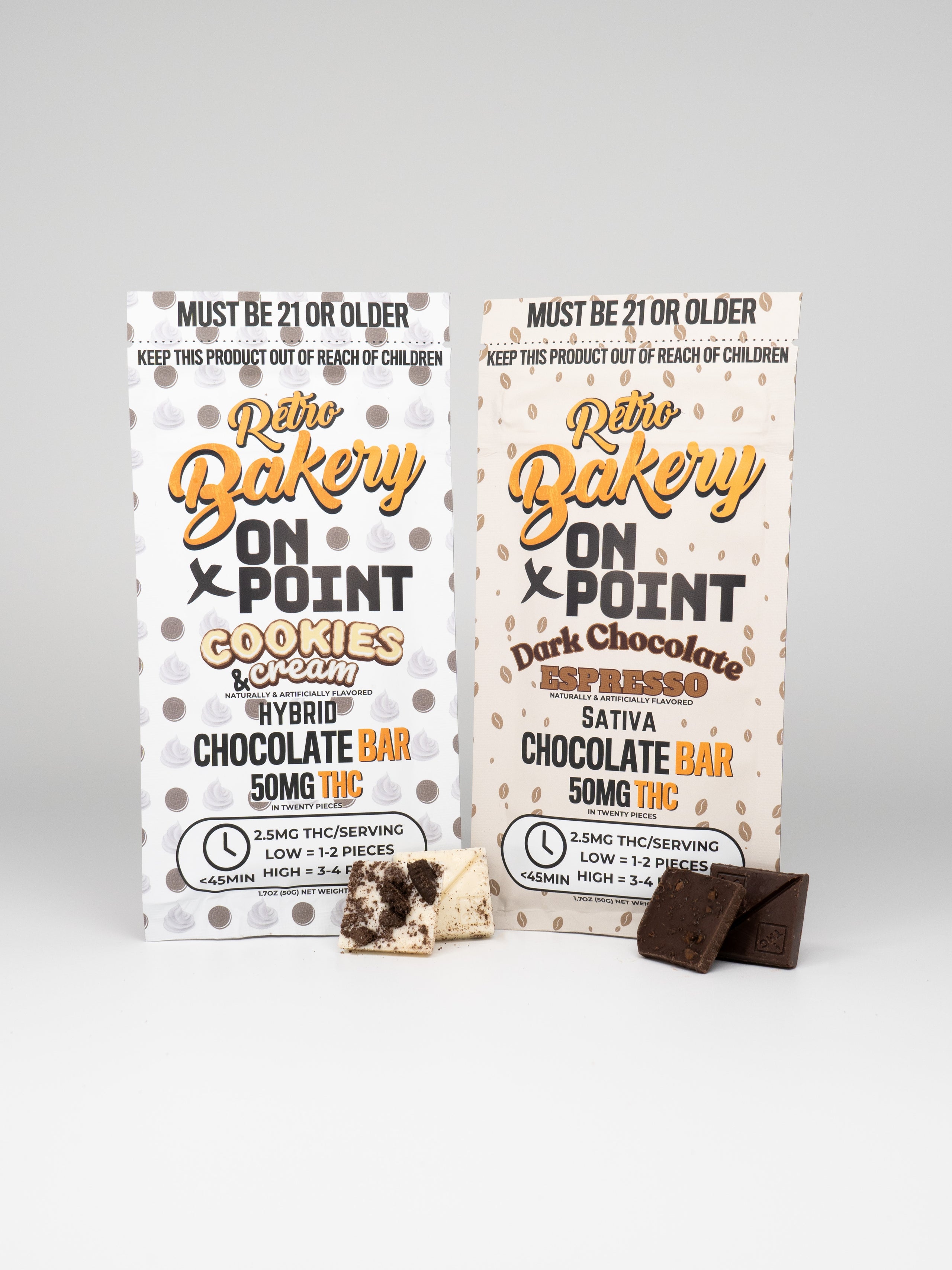 Retro Bakery x On Point 50mg THC Chocolate Bar 20pcs Strains of