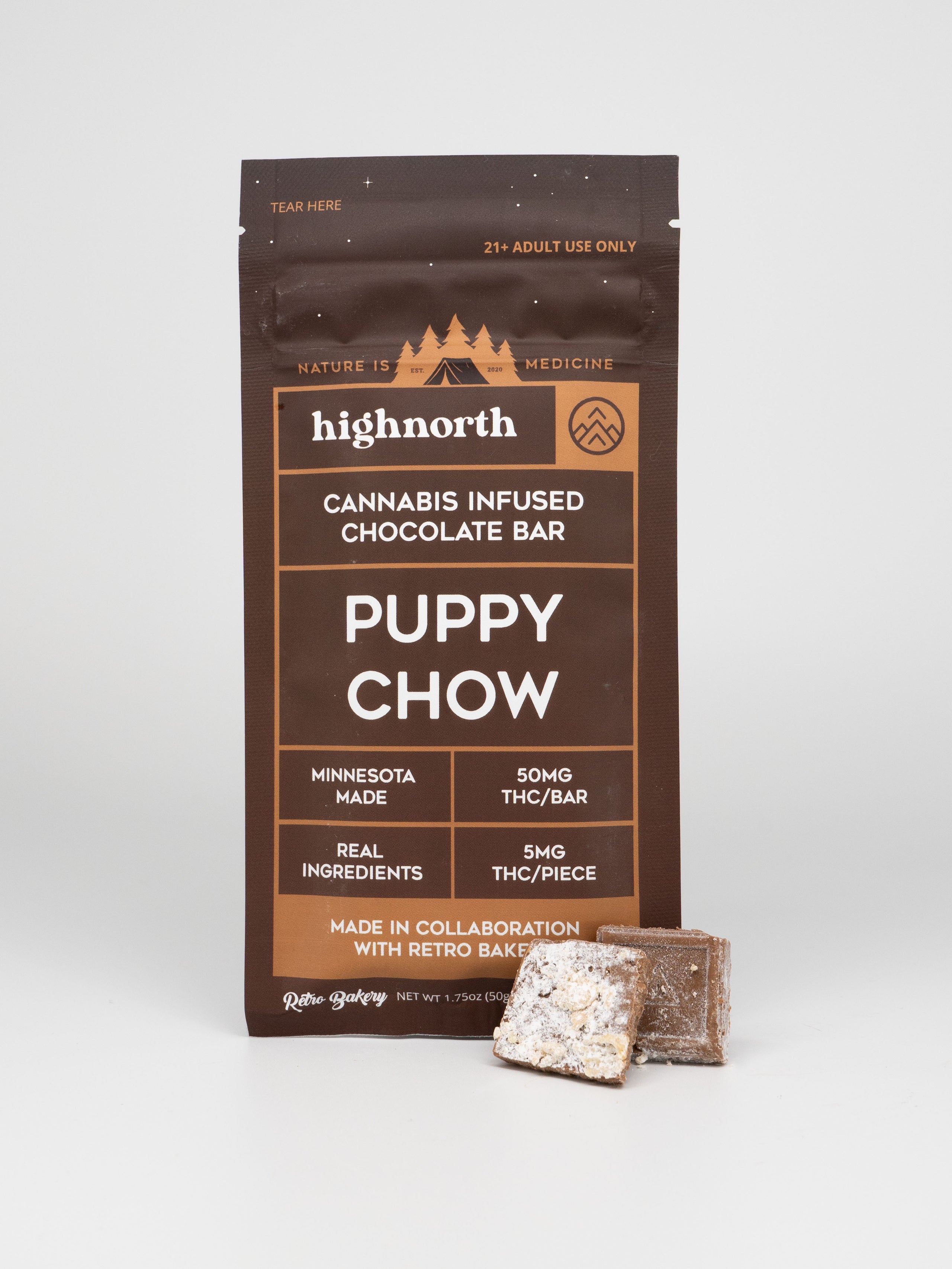 Retro Bakery x Highnorth 50mg THC Chocolate Bar Puppy Chow